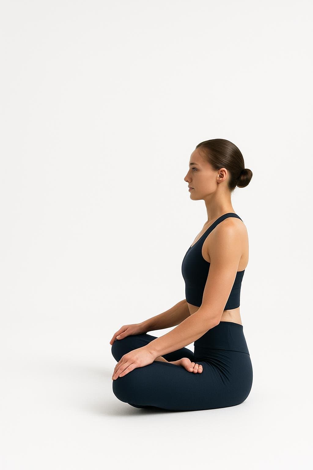 Half Lotus (Ardha Padmasana) demonstrated